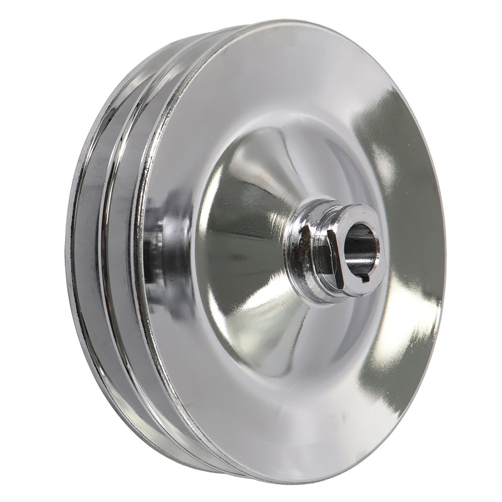 Chrome Power Steering Pump Pulley Double Groove Saginaw GM Chevy Belt