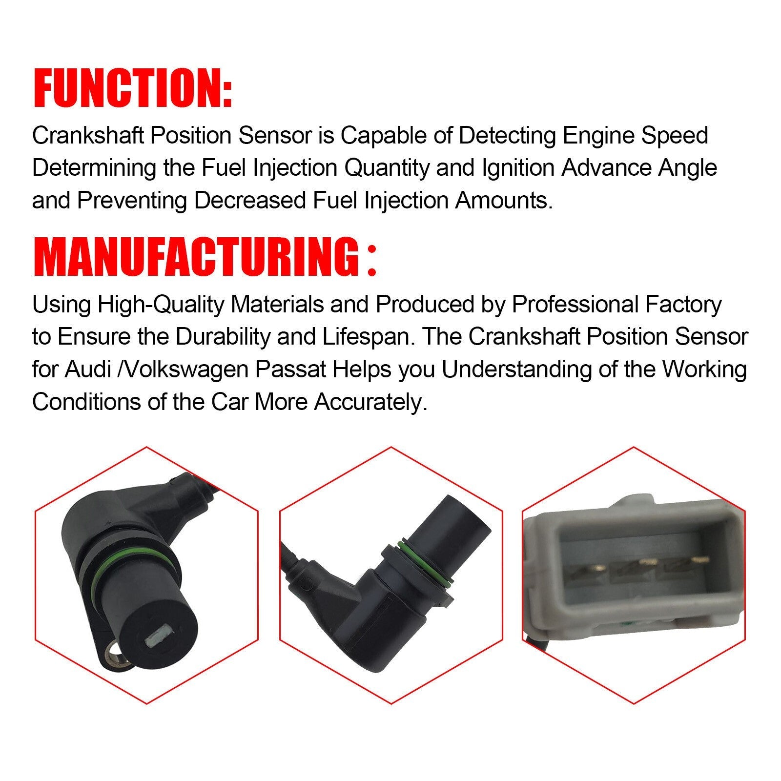 Volkswagen Passat Audi A4 Quattro Crankshaft Position Sensor 050906433