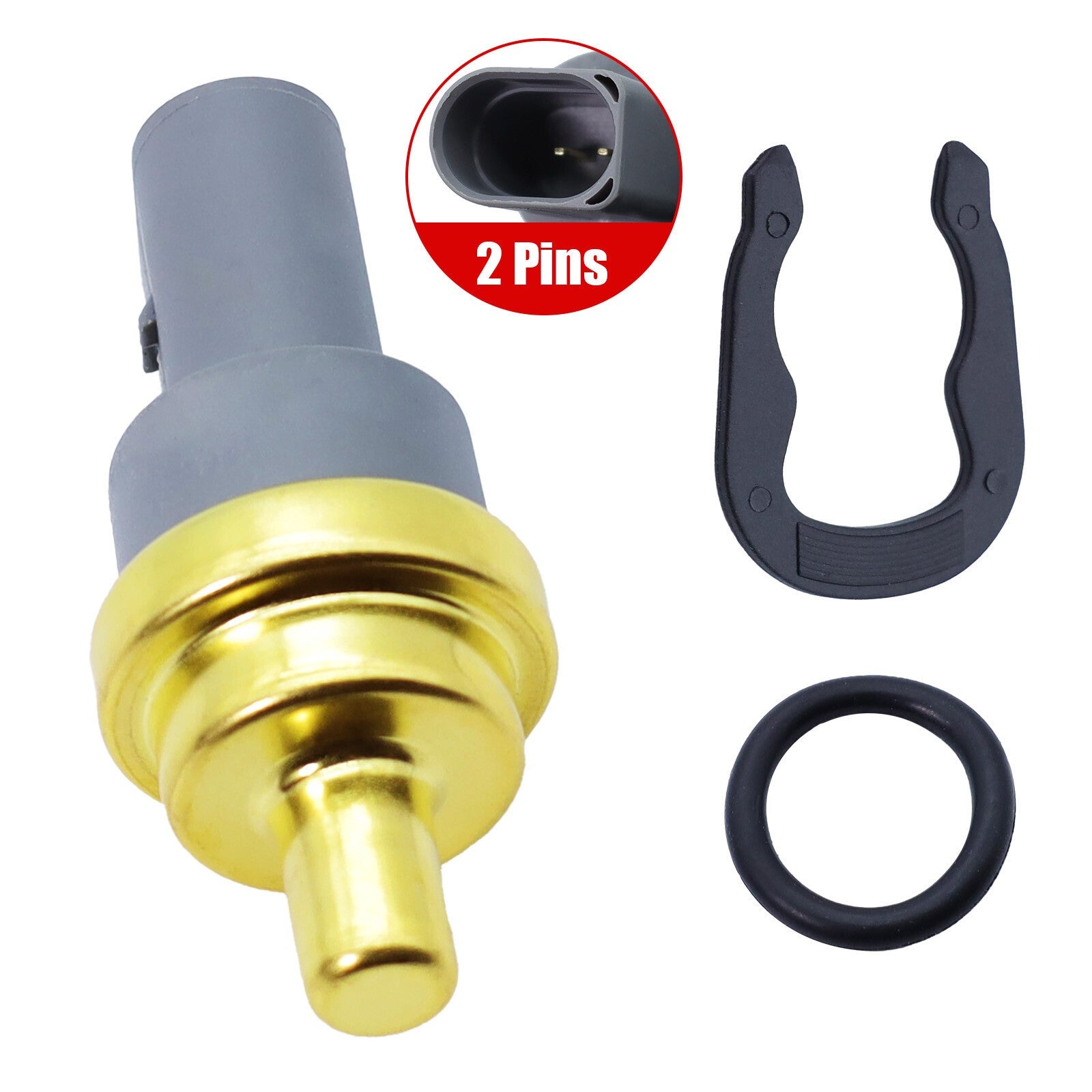 2-Pin Coolant Temp Sensor & O-Ring for VW Audi 06A919501A Replacement Part
