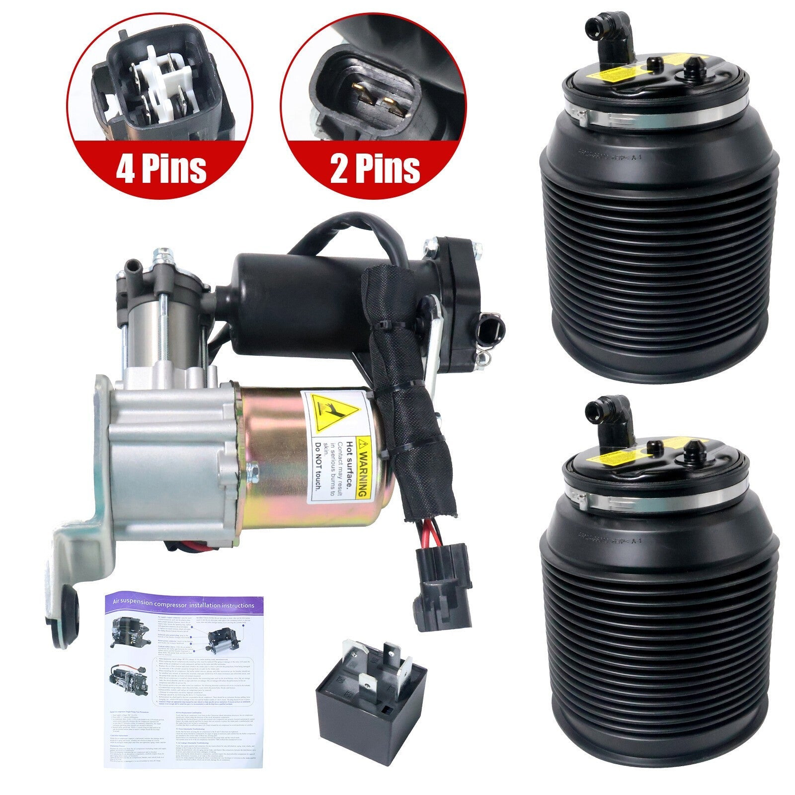 Toyota 4Runner Rear Air Suspension Spring Bags & Compressor 4808035011 3X