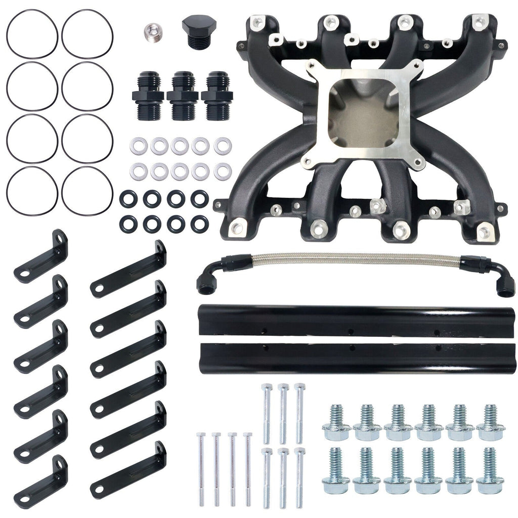 GM LS1 LS2 LS6 EFI Aluminum Intake Manifold Kit w/ Fuel Rails Single-Plane