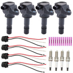 4 Ignition Coils + Connectors + Spark Plugs for Acura ILX 2.0L Honda Civic HR-V
