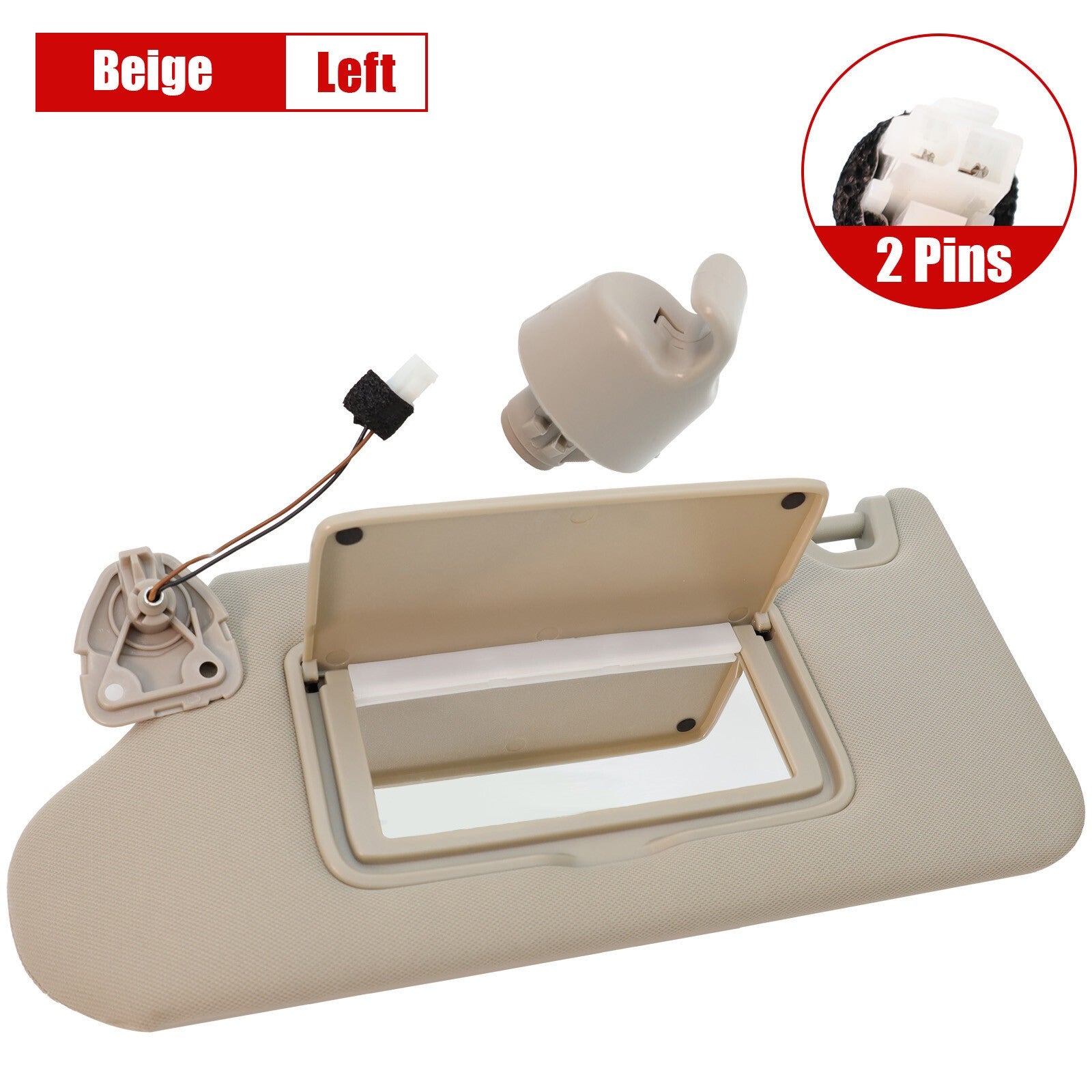 13-18 Nissan Altima Left Driver Sun Visor Beige w/ Light & Clip 964013TA2A