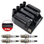 06A905097 Ignition Coil & 4 Spark Plugs for 1998-2011 VW Beetle Golf Jetta 2.0L