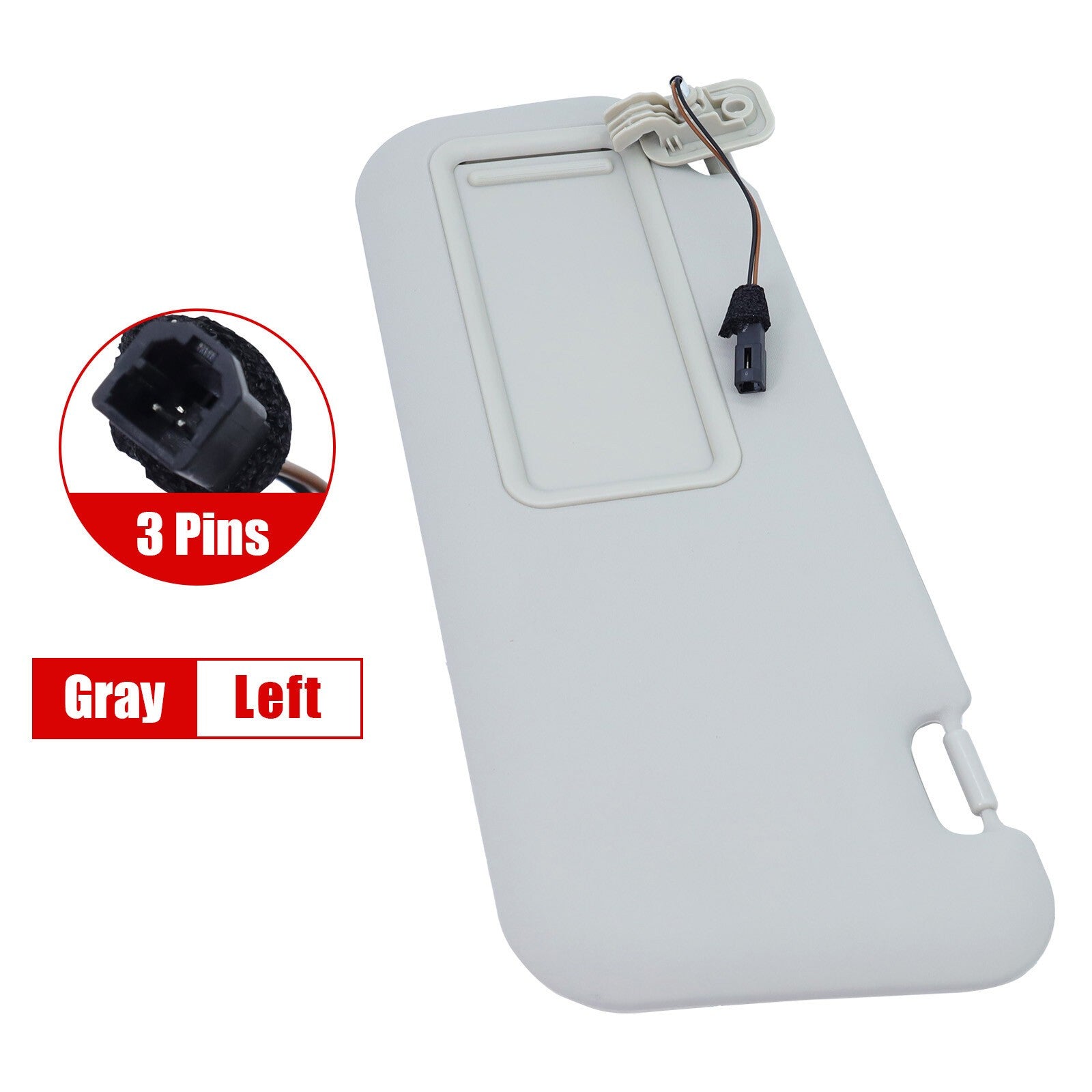 Gray Left Driver Side Sun Visor W/ Light For 2010 2011 - 2013 Mazda 3 Hatchback
