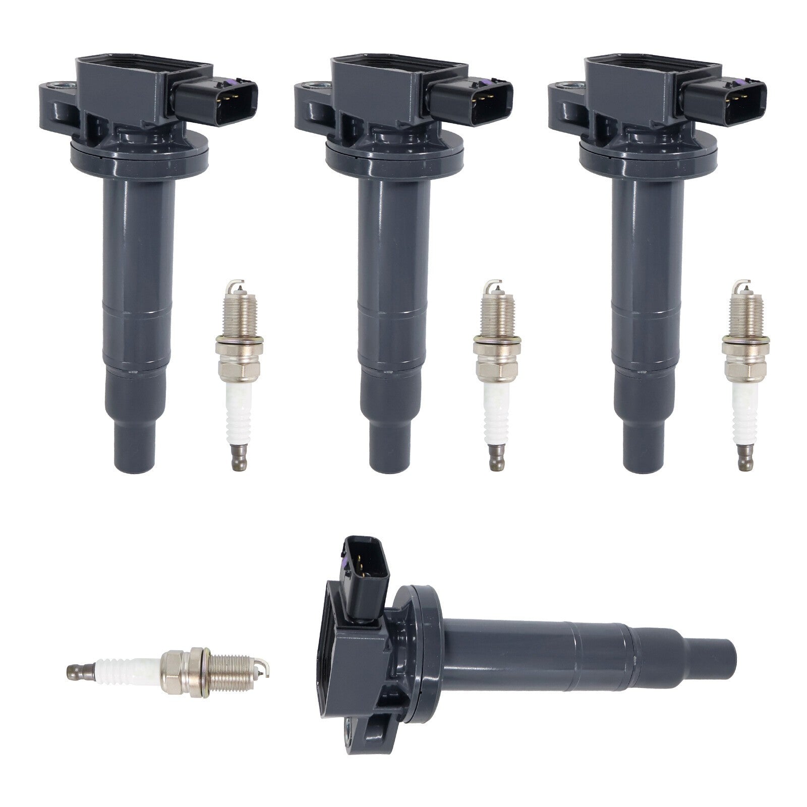 Set of 4 Ignition Coil & Spark Plug Kits For Toyota Scion xB L4 1.5L 9091902265