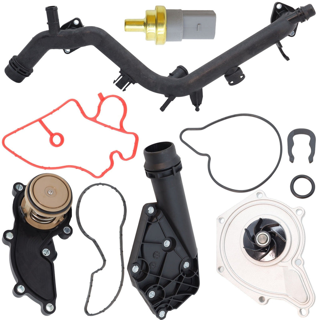 Water Pump & Thermostat  Crossover Pipe Kit for (2009) Audi A4 Quattro 3.2L V6