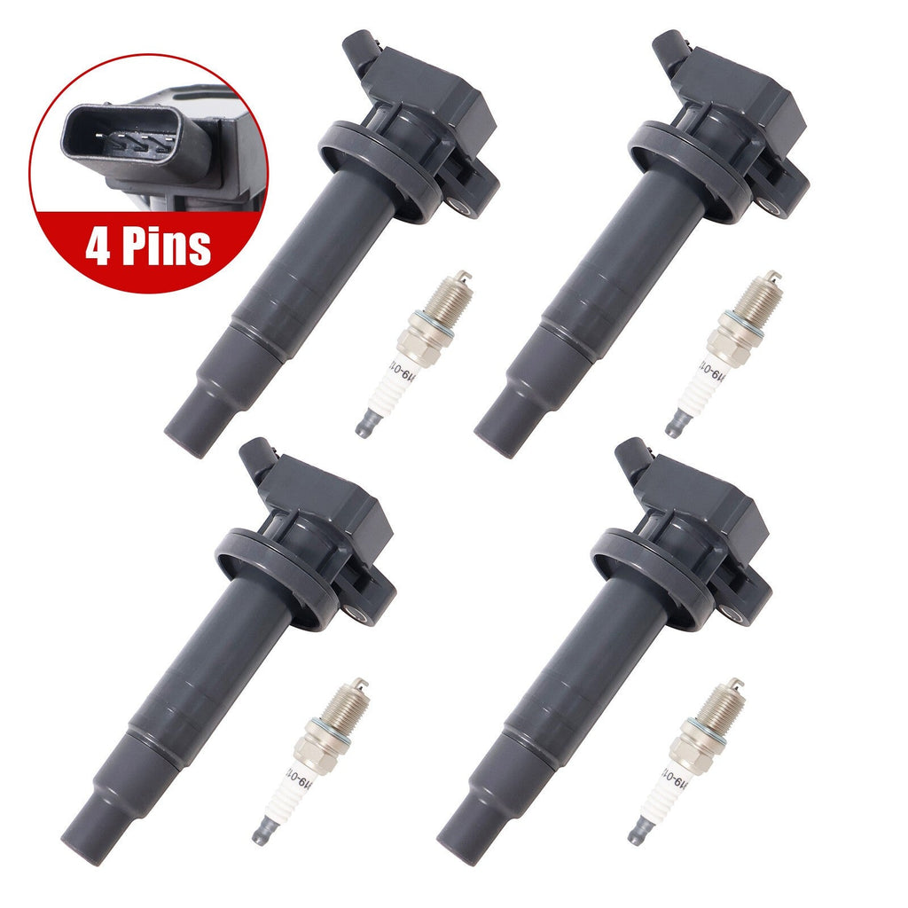 4PCS Ignition Coil & Spark Plug for 2000-2008 Toyota Corolla Matrix Celica UF247