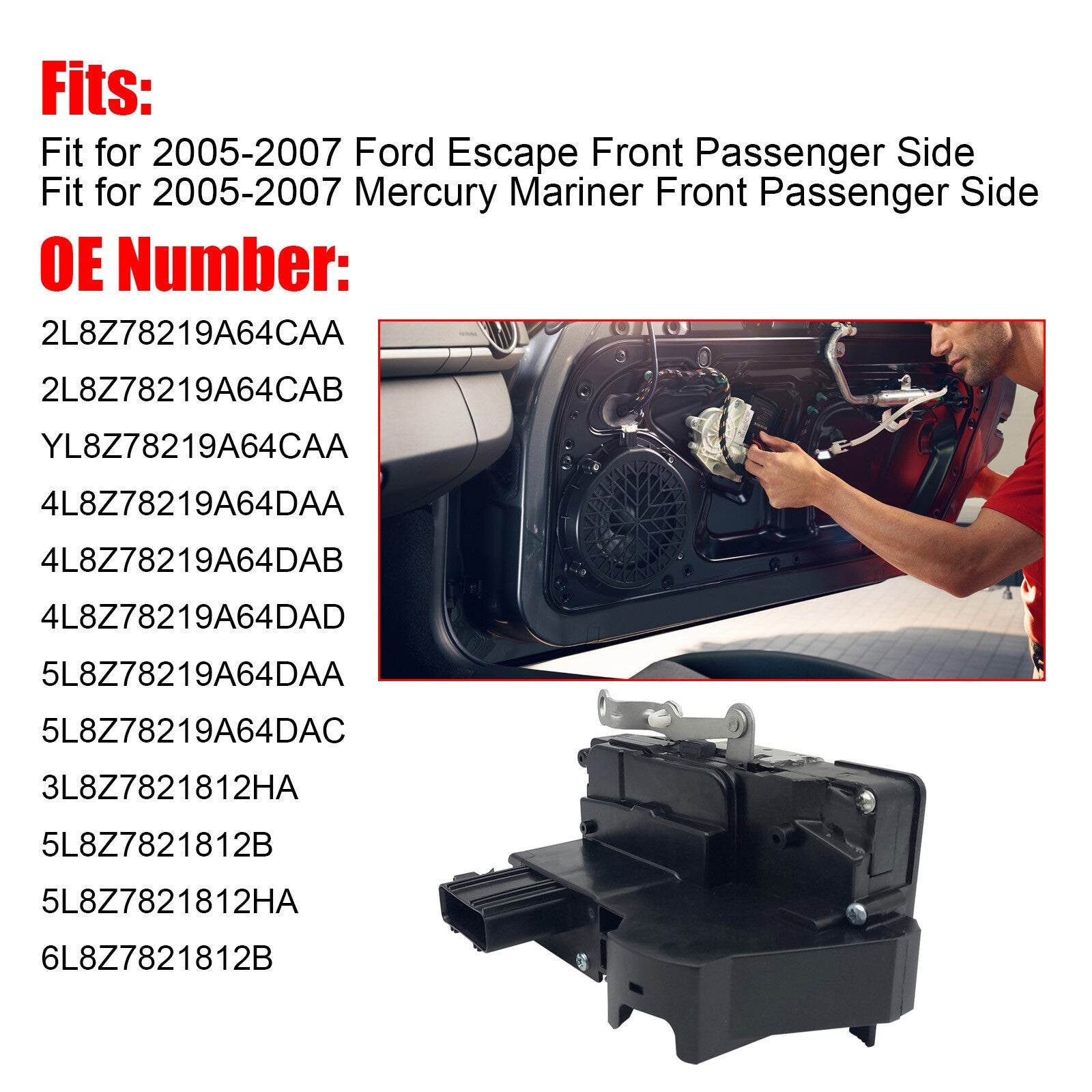 Front Passenger RH Door Lock Actuator for Ford 2005-2007 Escape Mercury Mariner