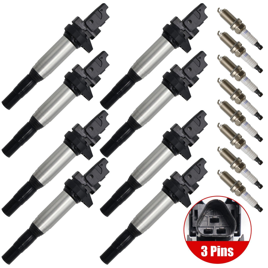 8X Ignition Coils + 8X Spark Plugs UF592 For BMW X5 X6 550i 650i 750i 4.4L V8