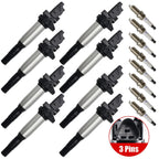 8X Ignition Coils + 8X Spark Plugs UF592 For BMW X5 X6 550i 650i 750i 4.4L V8