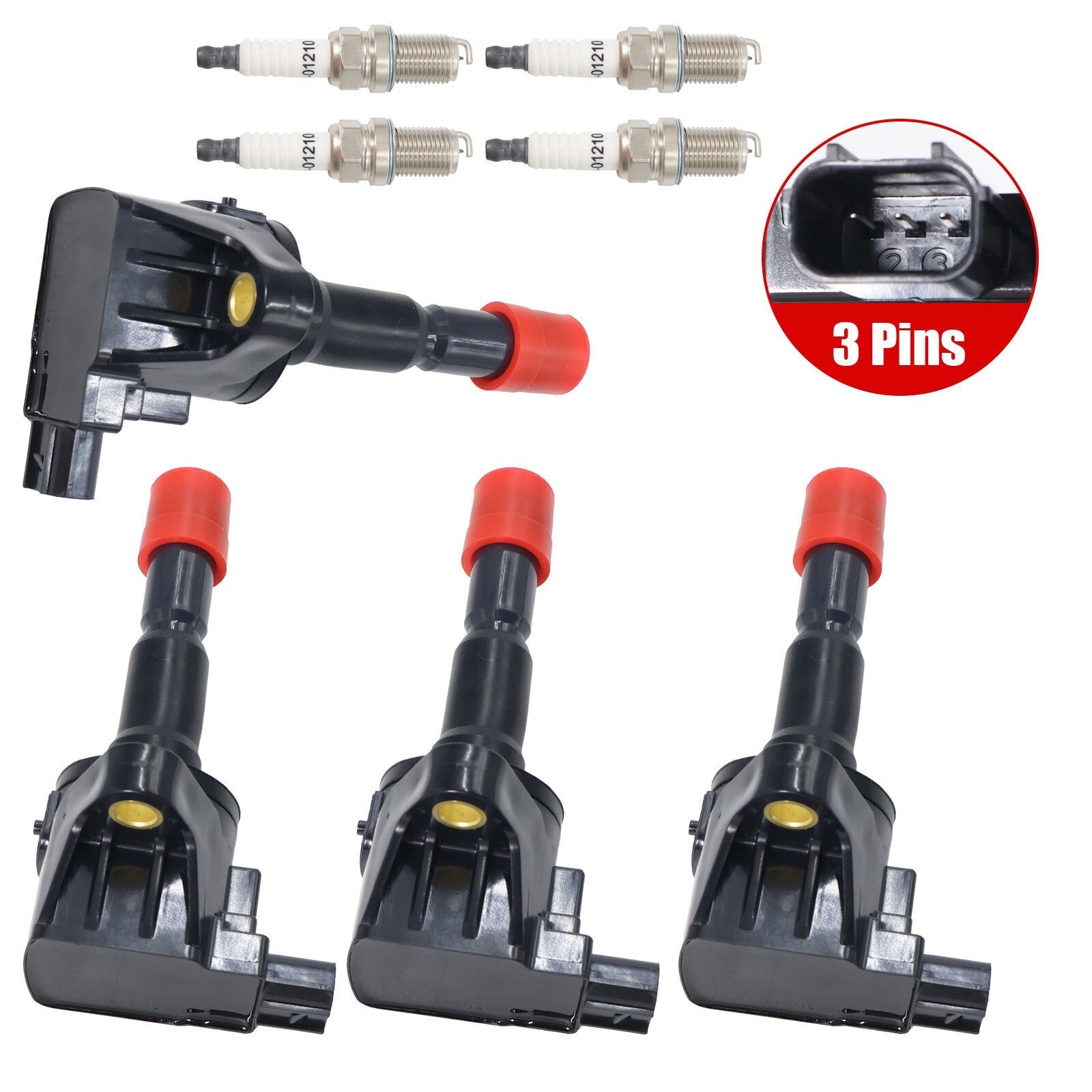 4Pcs Ignition Coil & Spark Plug For 09-14 Honda Fit 1.5L L4 673-2312 UF626