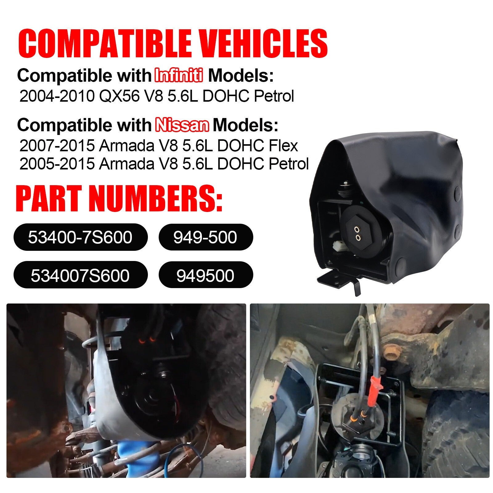 Rear Air Suspension Compressor Pump for Nissan Armada Infiniti QX56 534007S600