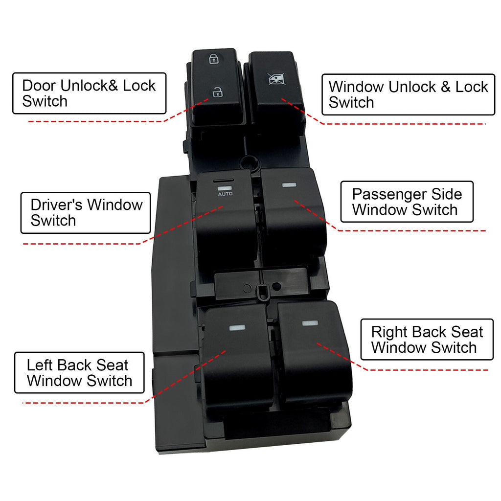 Driver Side Power Window Switch 93570-F2000 for Hyundai Elantra Sedan 17-20