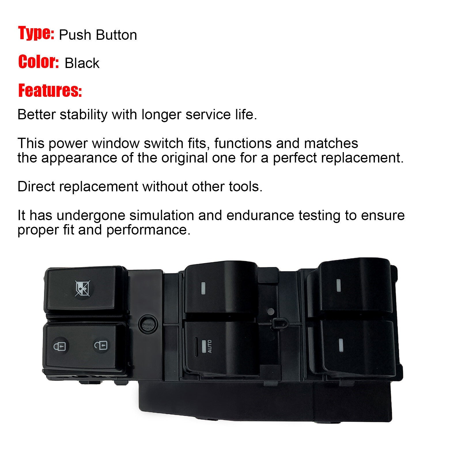 Driver Side Power Window Switch 93570-F2000 for Hyundai Elantra Sedan 17-20