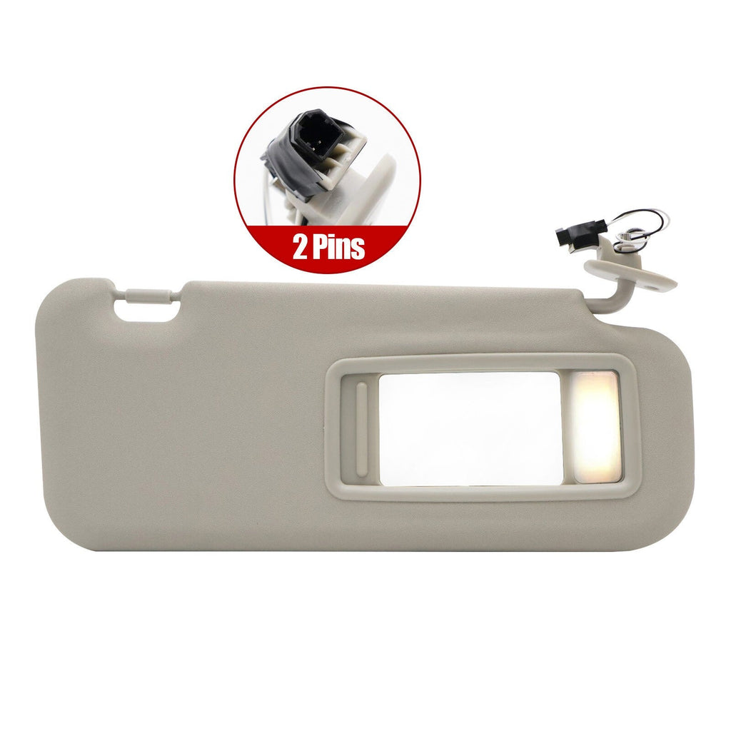 New RH Passenger Side Gray Sun Visor W/ Light BBM369270C-75 For Mazda 3 10-13