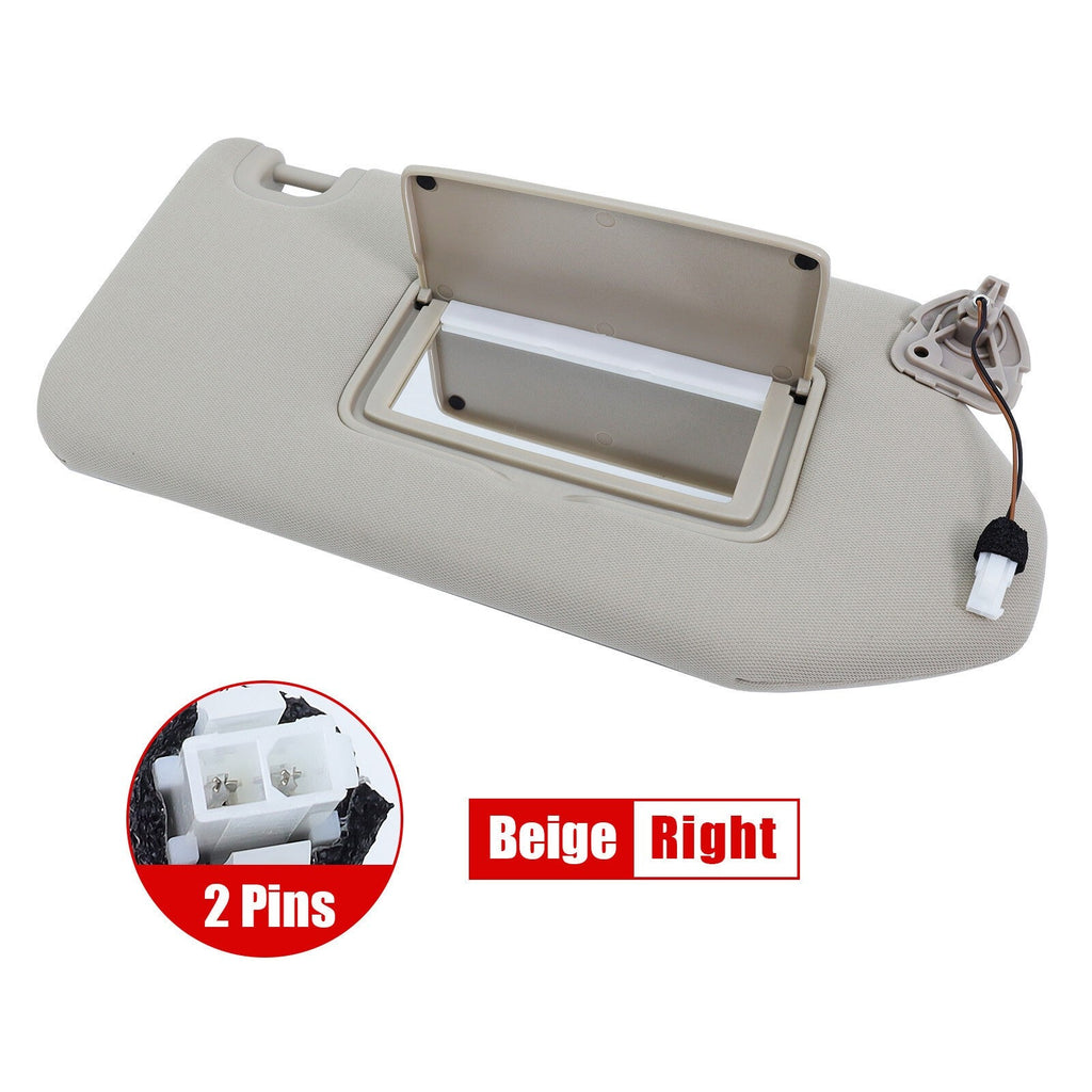 Beige Right Passenger Sun Visor w/Lights For 13-18 Nissan Pathfinder 96400-9PB0A