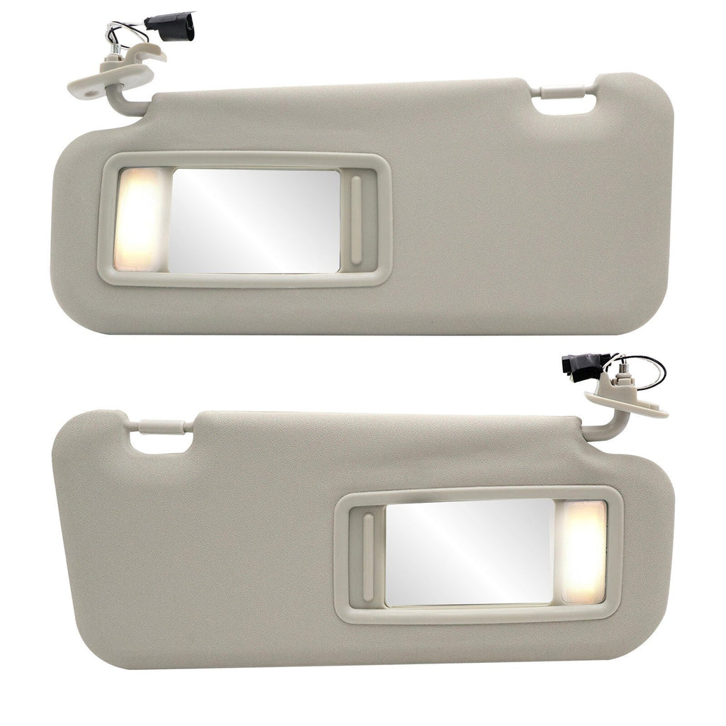 Right & Left Gray Driver & Passenger Pair Sun Visor W/Light For Mazda 3 2.0L