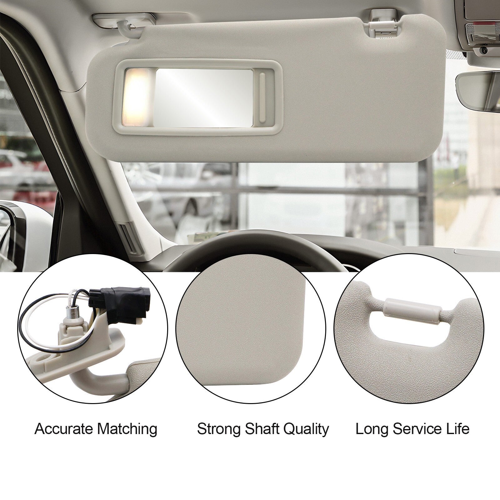 Right & Left Gray Driver & Passenger Pair Sun Visor W/Light For Mazda 3 2.0L
