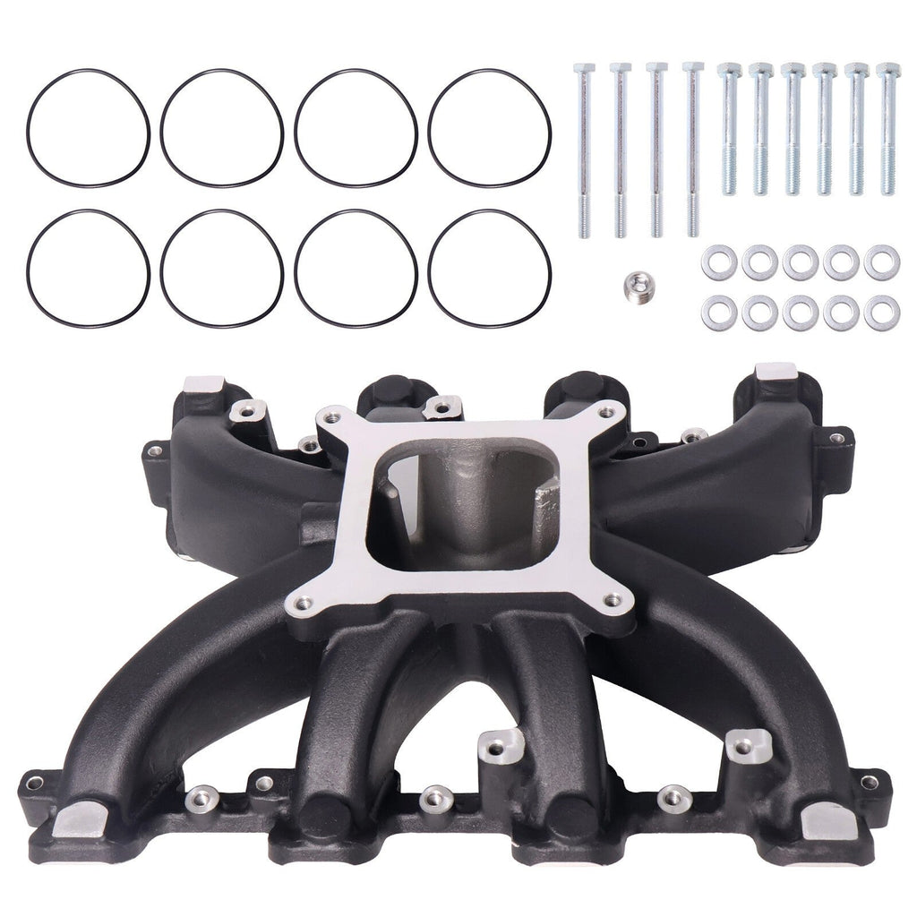 For GM LS Gen III IV LS1 LS2 LS6 Black Single Plane Carb Intake Manifold 300-132