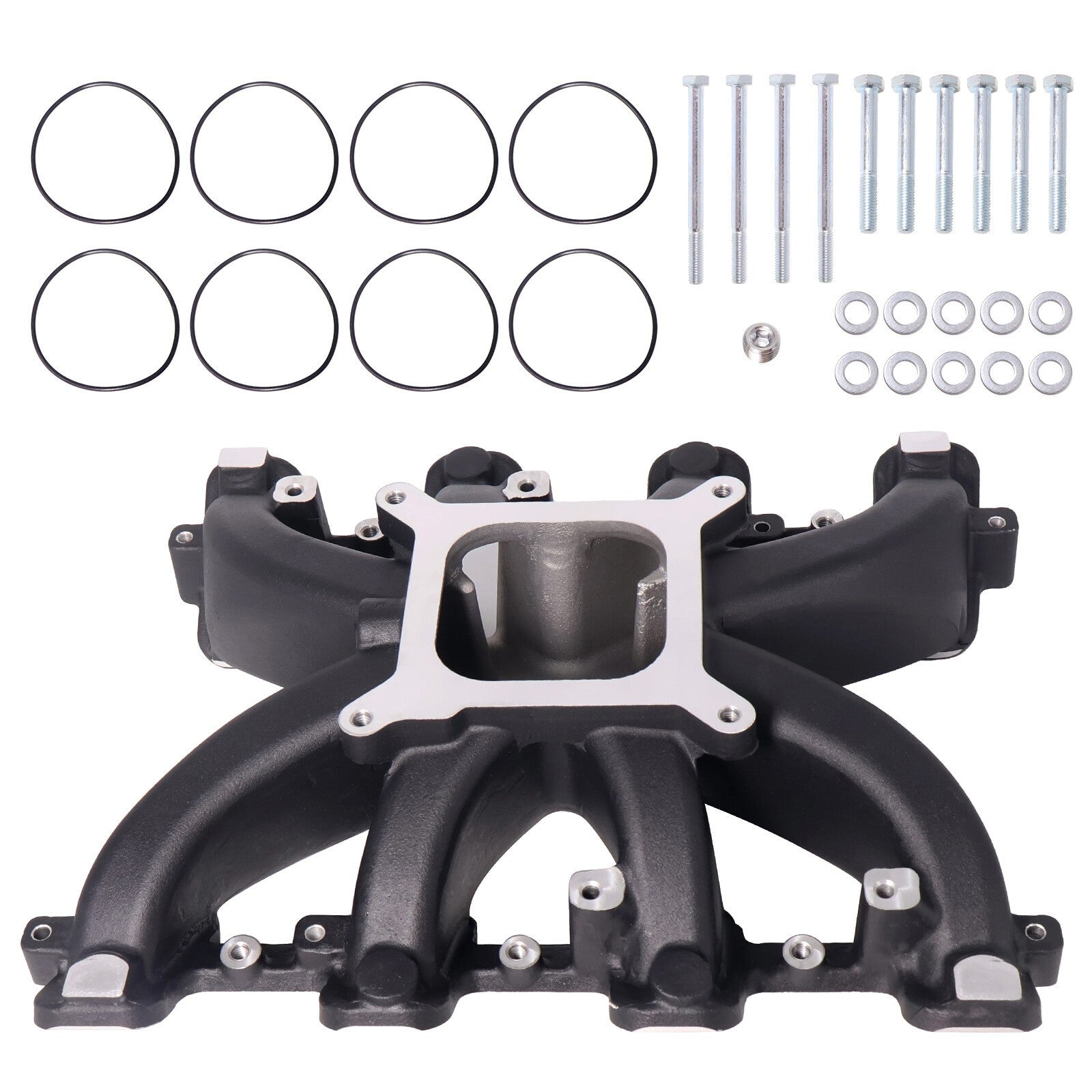 For GM LS Gen III IV LS1 LS2 LS6 Black Single Plane Carb Intake Manifold 300-132