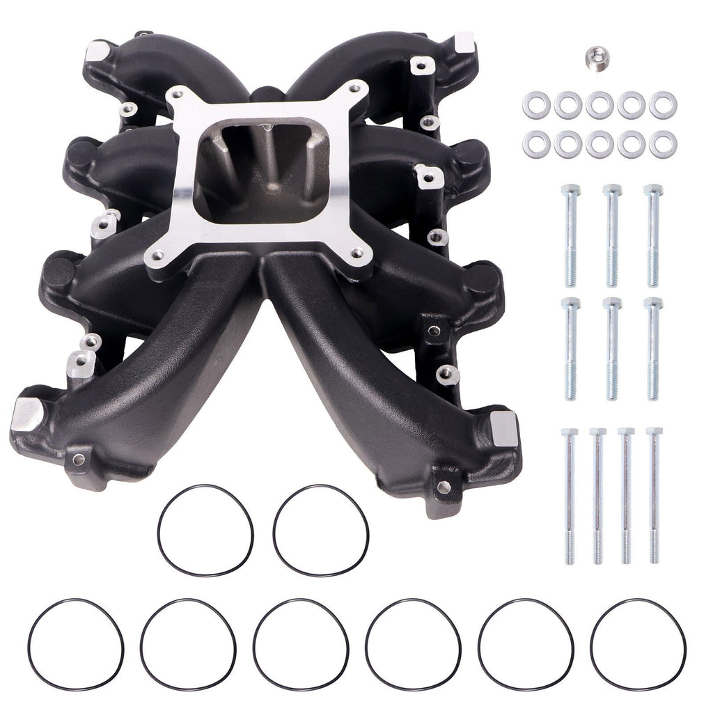 For GM LS Gen III IV LS1 LS2 LS6 Black Single Plane Carb Intake Manifold 300-132