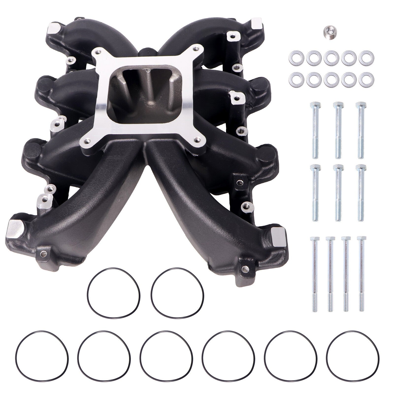 For GM LS Gen III IV LS1 LS2 LS6 Black Single Plane Carb Intake Manifold 300-132