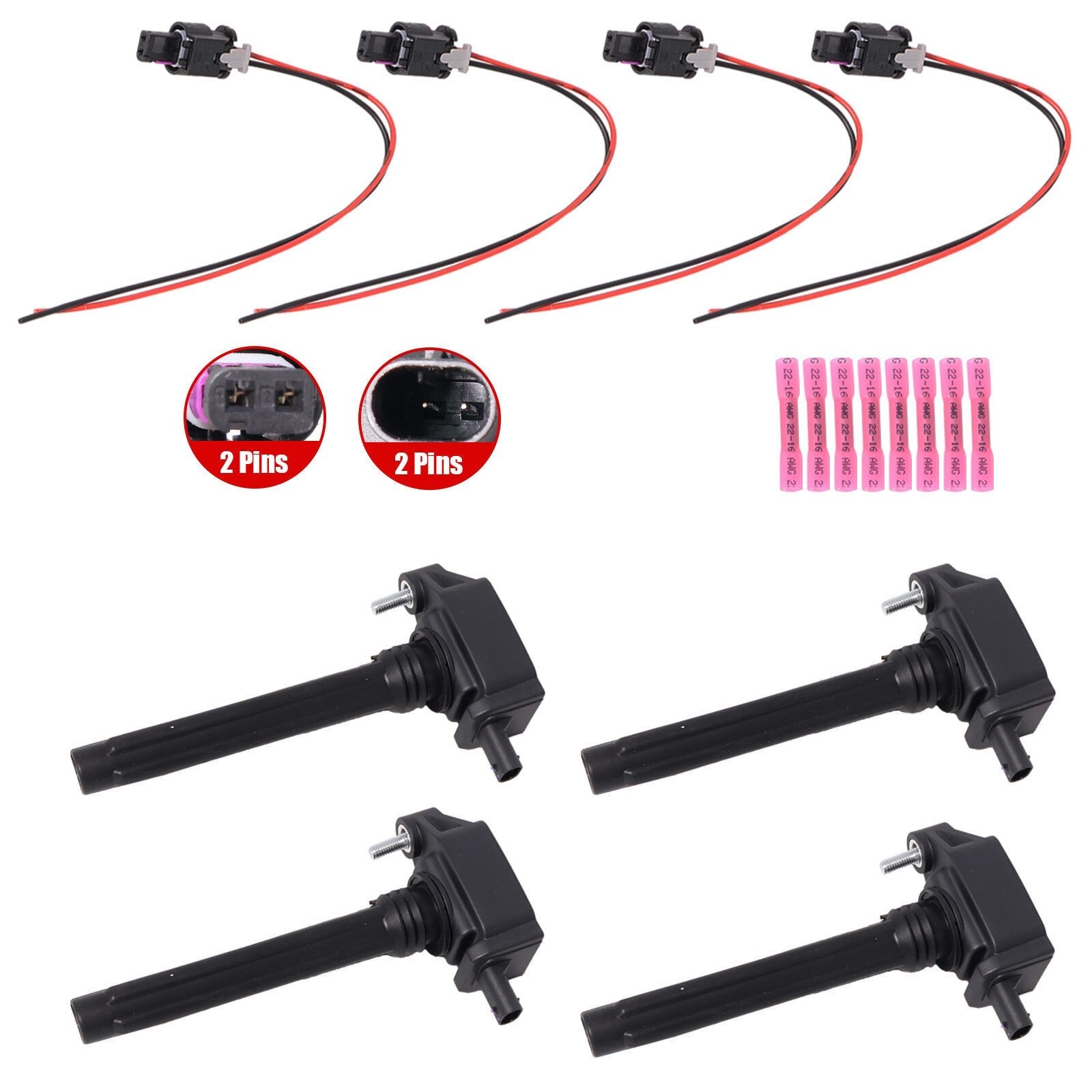 New 4x Ignition Coils W/ 4x Connector For Dodge Dart 2.0L L4 13-16