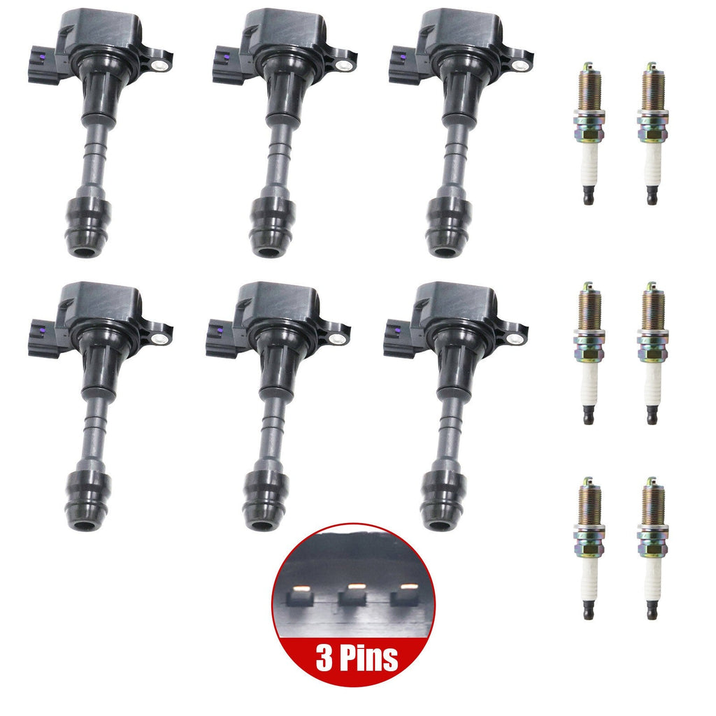 6 x Ignition Coil + 6 x Spark Plug For Infiniti I35 QX4 FX35 G35 M35 3.5L UF-349