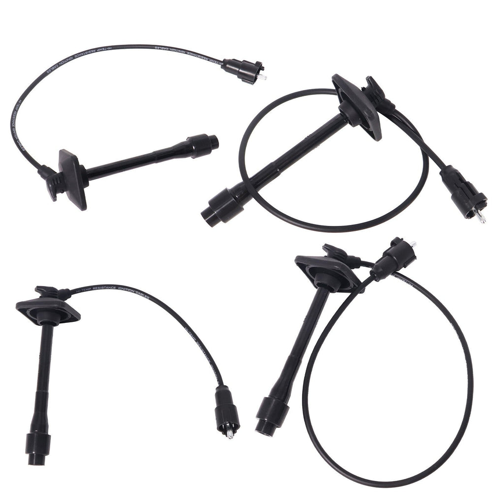 2 x Ignition Coil & Connector Pigtail Plug + 4 x Spark Plug Wire For Toyota New