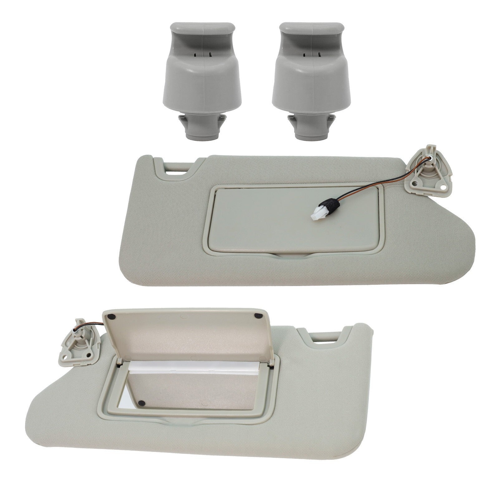 2x Front L&R Sun Visor & Bracket W/Light For Nissan Altima 13-18 Gray 964013TA2A
