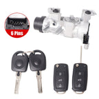 For VW JETTA IGNITION SWITCH LOCK ASSEMBLY W/ 2x Intelligent KEY SHELL & 2x Key