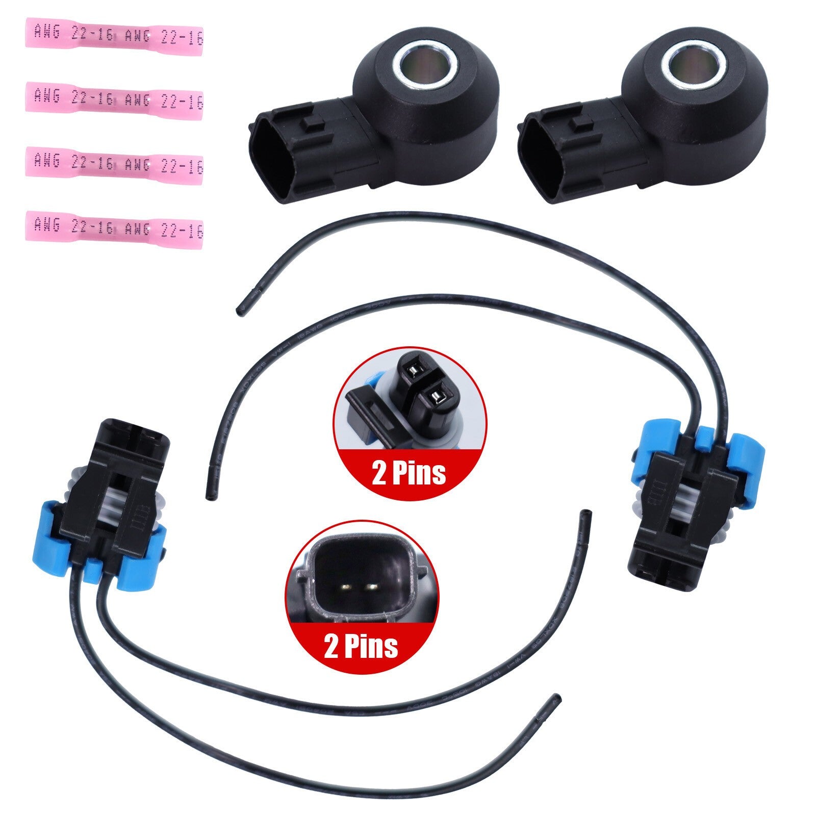 2x Knock Sensor W/ Pigtail Wire 220607B000 For Nissan Frontier Xterra Pathfinder