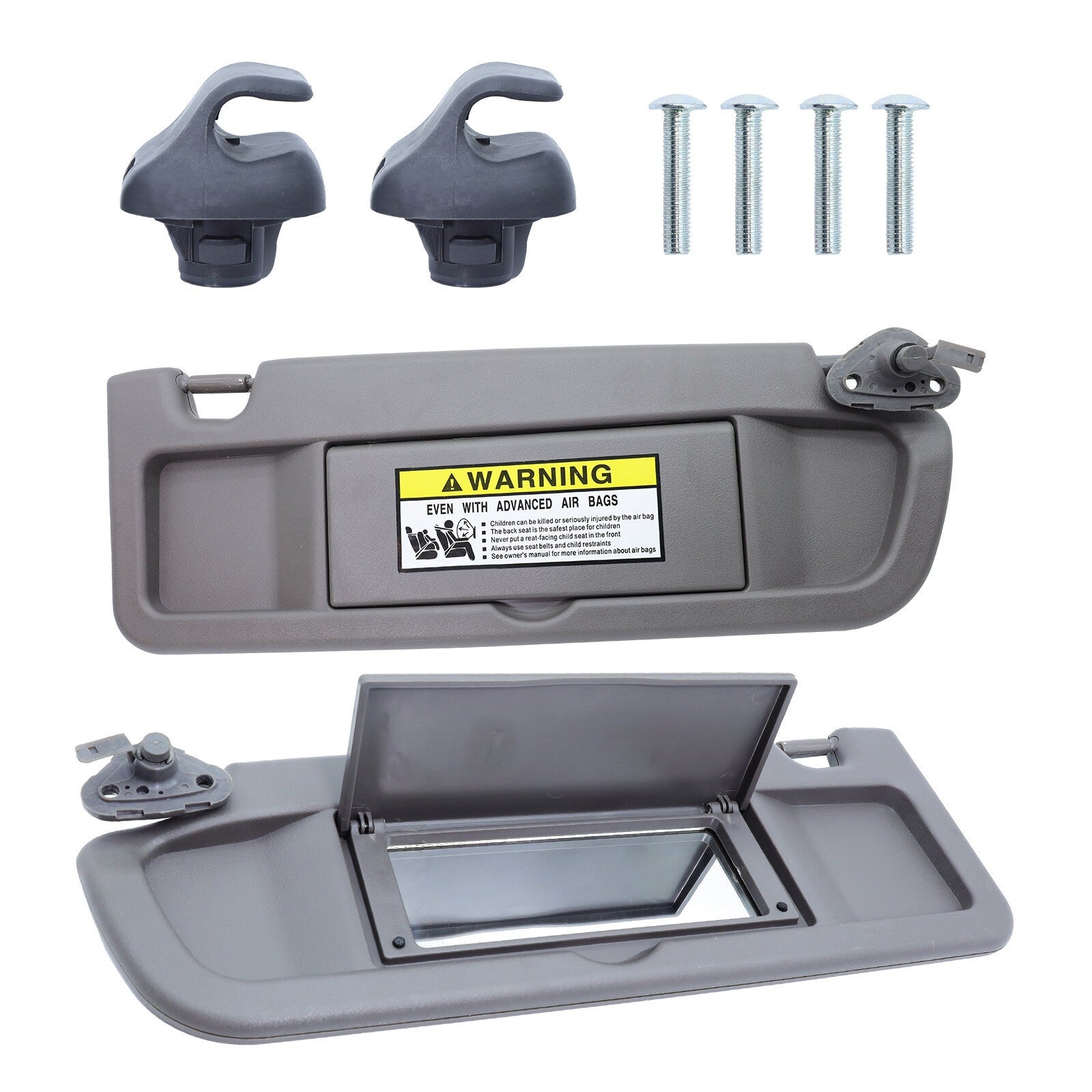 1 PAIR Gray Sun Visors Left & Right Side Replacement for 2006-2011 Honda Civic