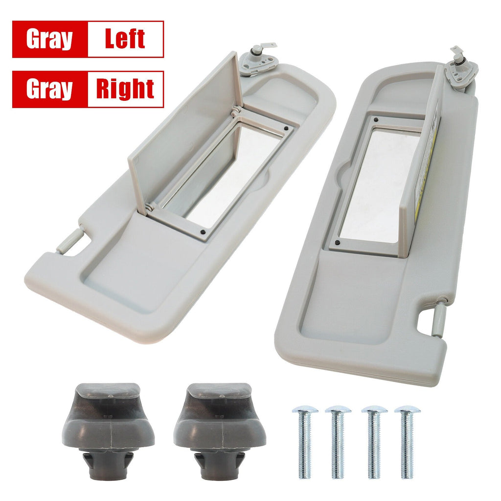 2x For 2006-08 Honda Civic Driver LH &Passenger RH Sun Visors W/Clips Light Gray