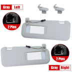 2PS Left & Right Side Gray Sun Visor with Light & Clip For 2010-2013 Mazda 3
