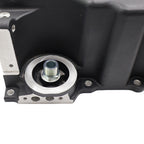 Black LS RetroFit Aluminum Rear Sump Oil Pan With Turbo Drains W/Added Clearance