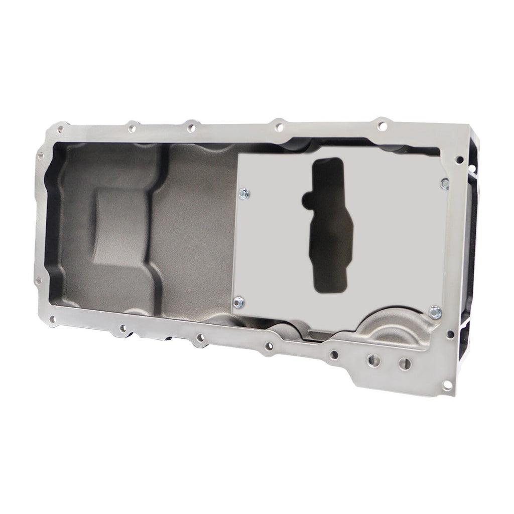 Black LS RetroFit Aluminum Rear Sump Oil Pan With Turbo Drains W/Added Clearance