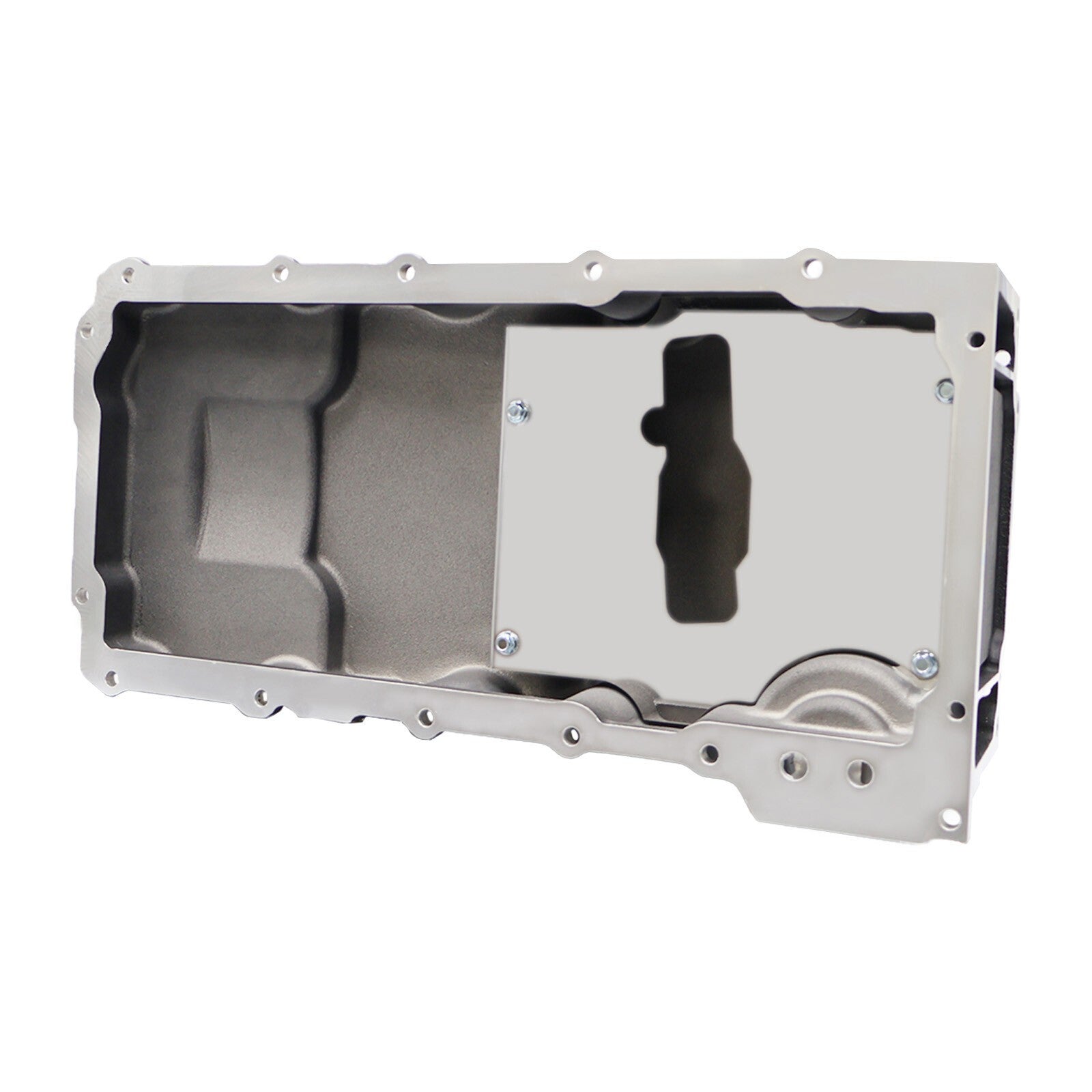 Black LS RetroFit Aluminum Rear Sump Oil Pan With Turbo Drains W/Added Clearance