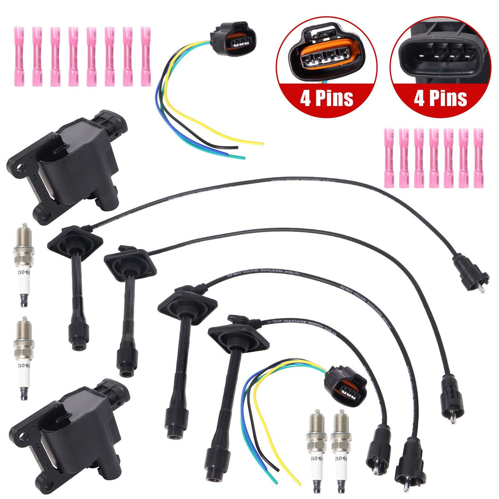 2 x Ignition Coil & Connector Pigtail Plug + 4 x Spark Plug Kit For Toyota Camry