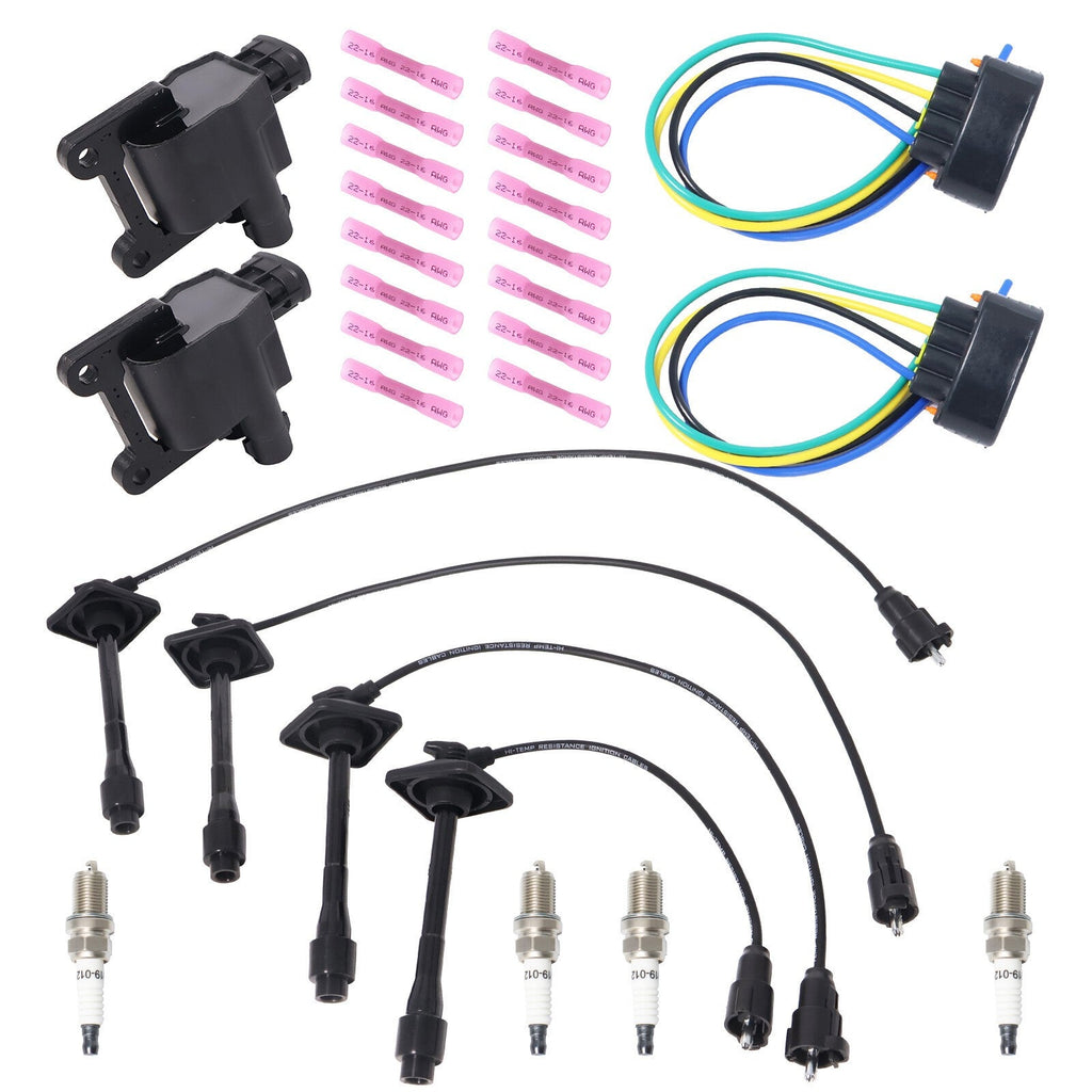 2 x Ignition Coil & Connector Pigtail Plug + 4 x Spark Plug Kit For Toyota Camry