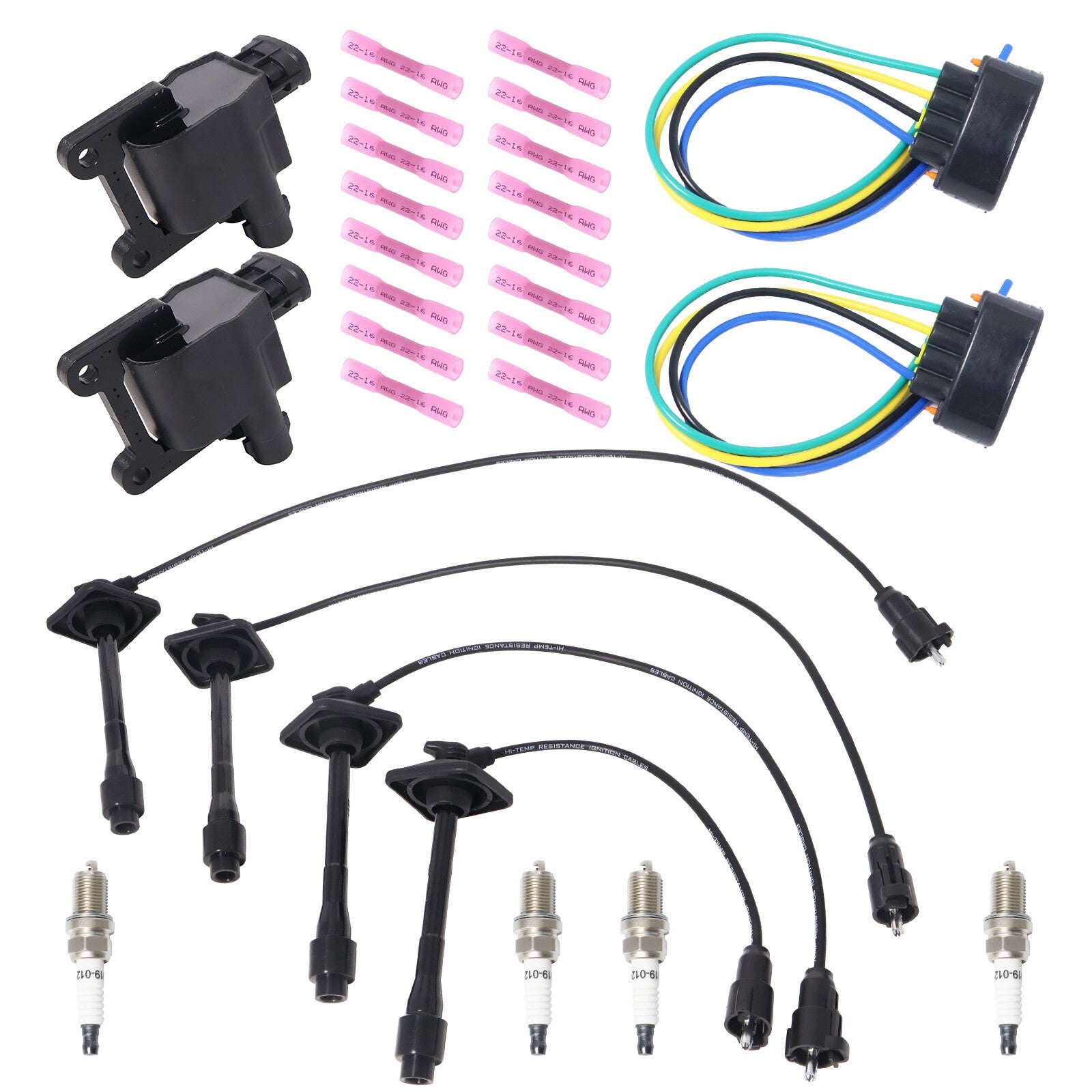2 x Ignition Coil & Connector Pigtail Plug + 4 x Spark Plug Kit For Toyota Camry