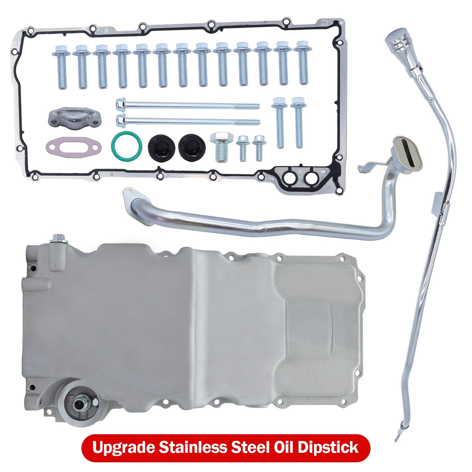 For LS Retro-Fit Aluminum Rear Sump Oil Pan 302-3 W/Up Stainless Oil Dipstick