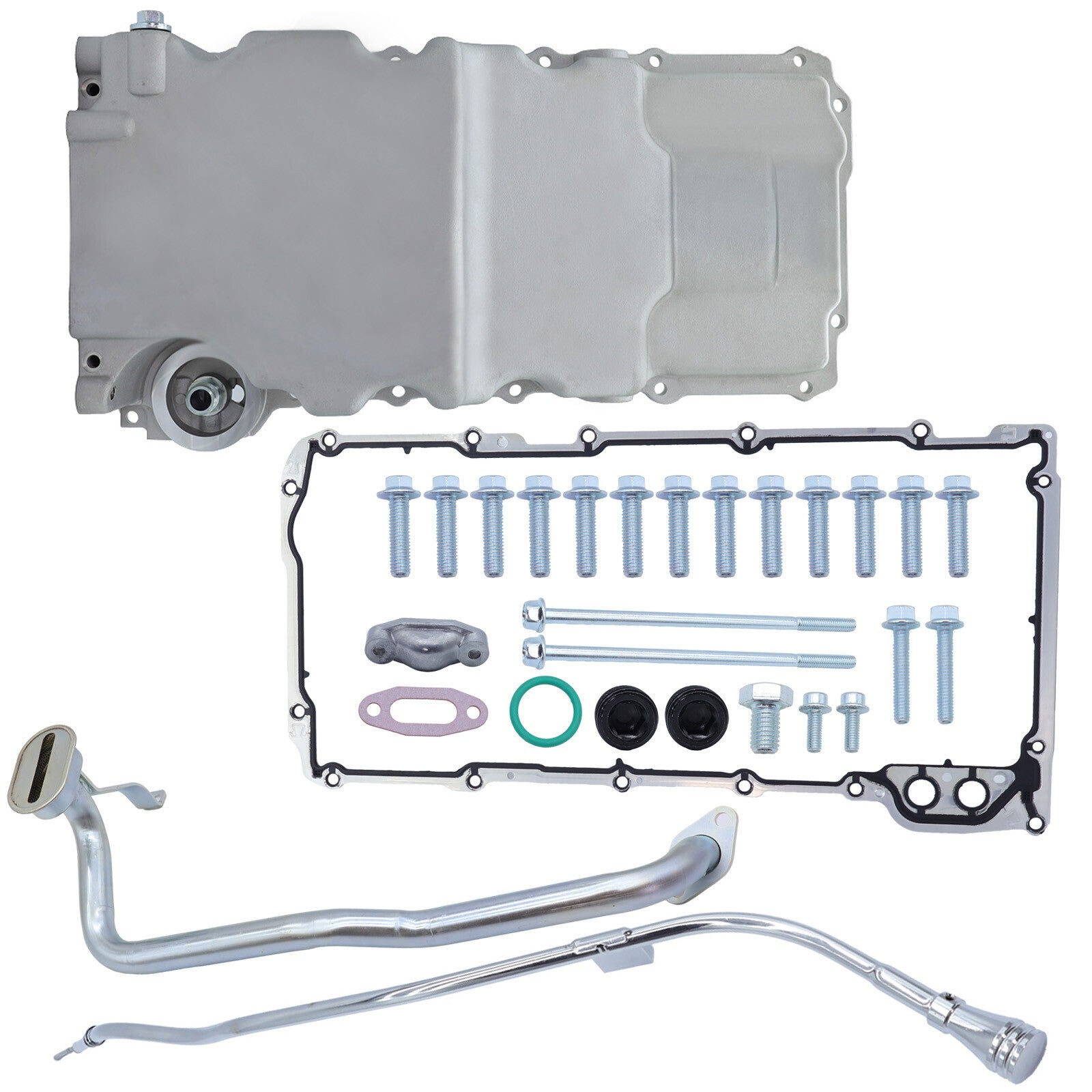 For LS Retro-Fit Aluminum Rear Sump Oil Pan 302-3 W/Up Stainless Oil Dipstick