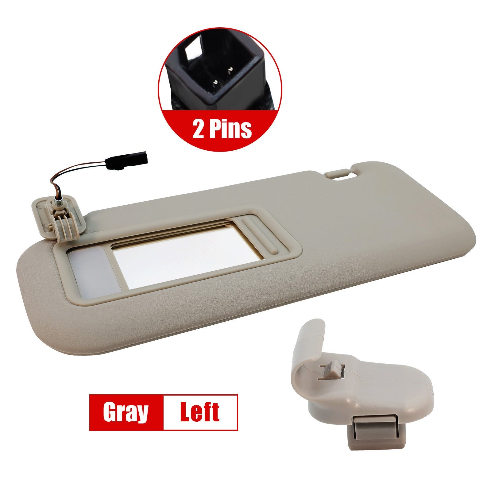Left Driver Side Gray Sun Visor w/Light&Clip BBM2-69-320C-75 For 2010-13 Mazda 3