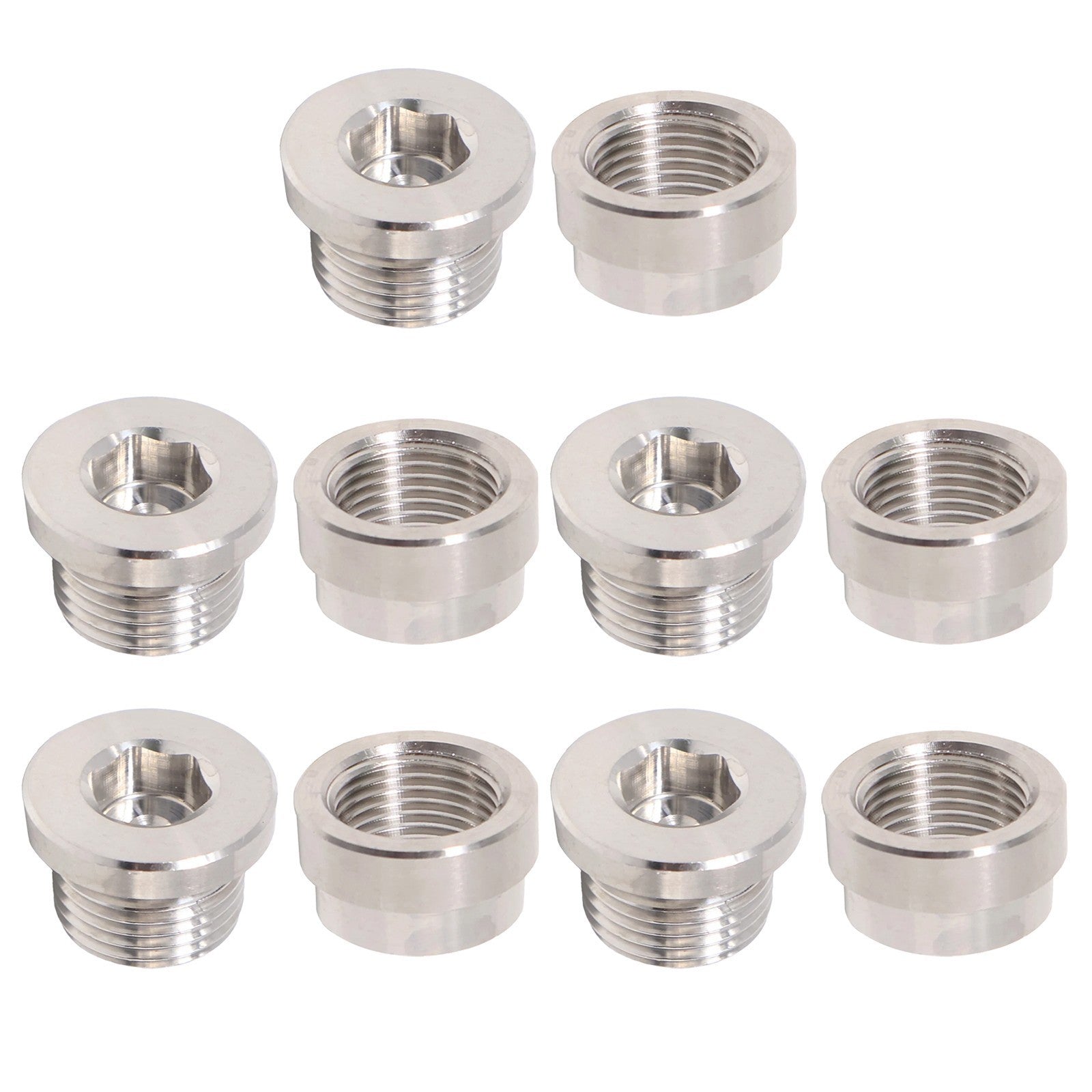 5x Stainless O2 Oxygen Sensor Bung Plug & Weld On Bung Plug Nut Cap M18 X 1.5