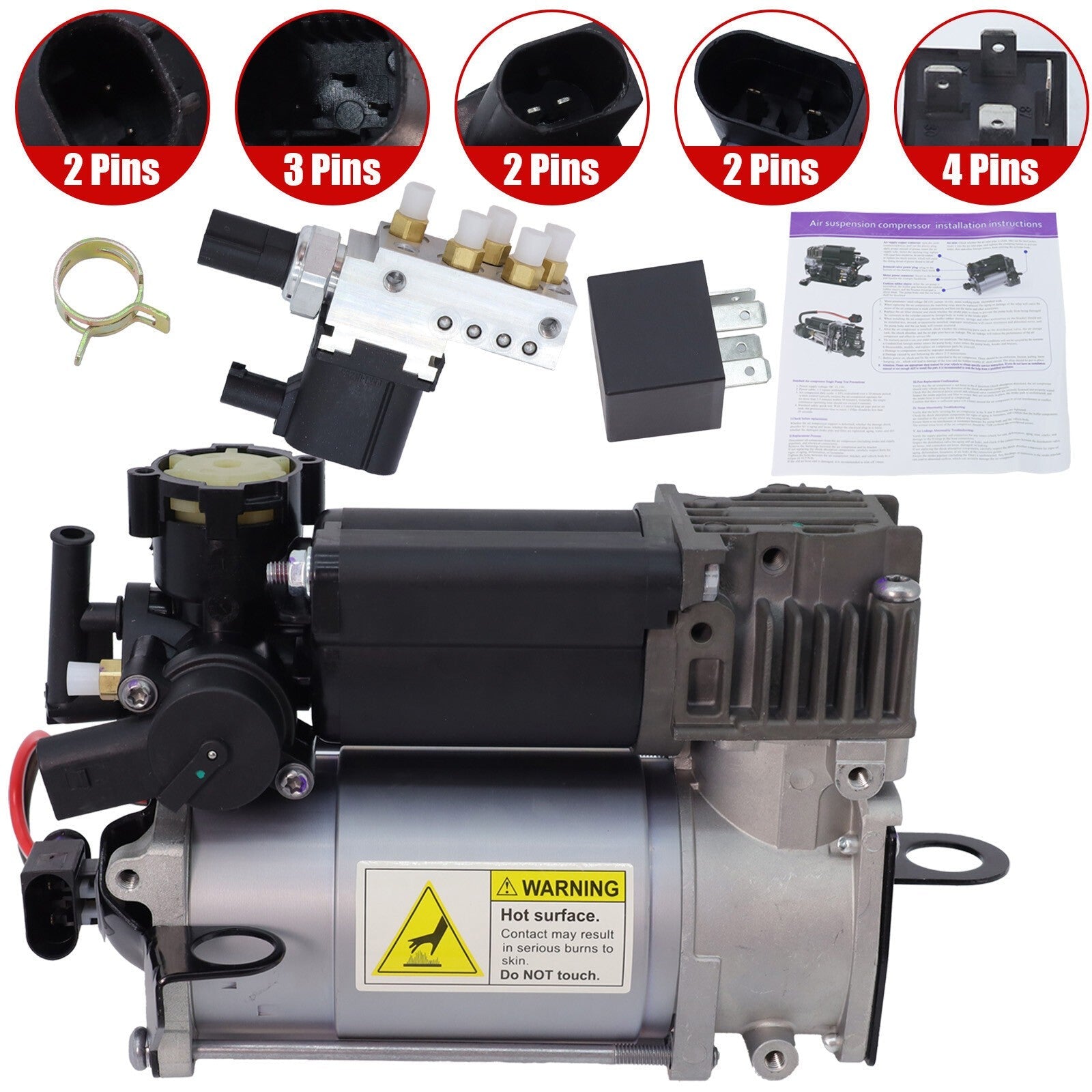 Air Suspension Compressor &Valve Control Block &Relay For Mercedes E63 E320 E350