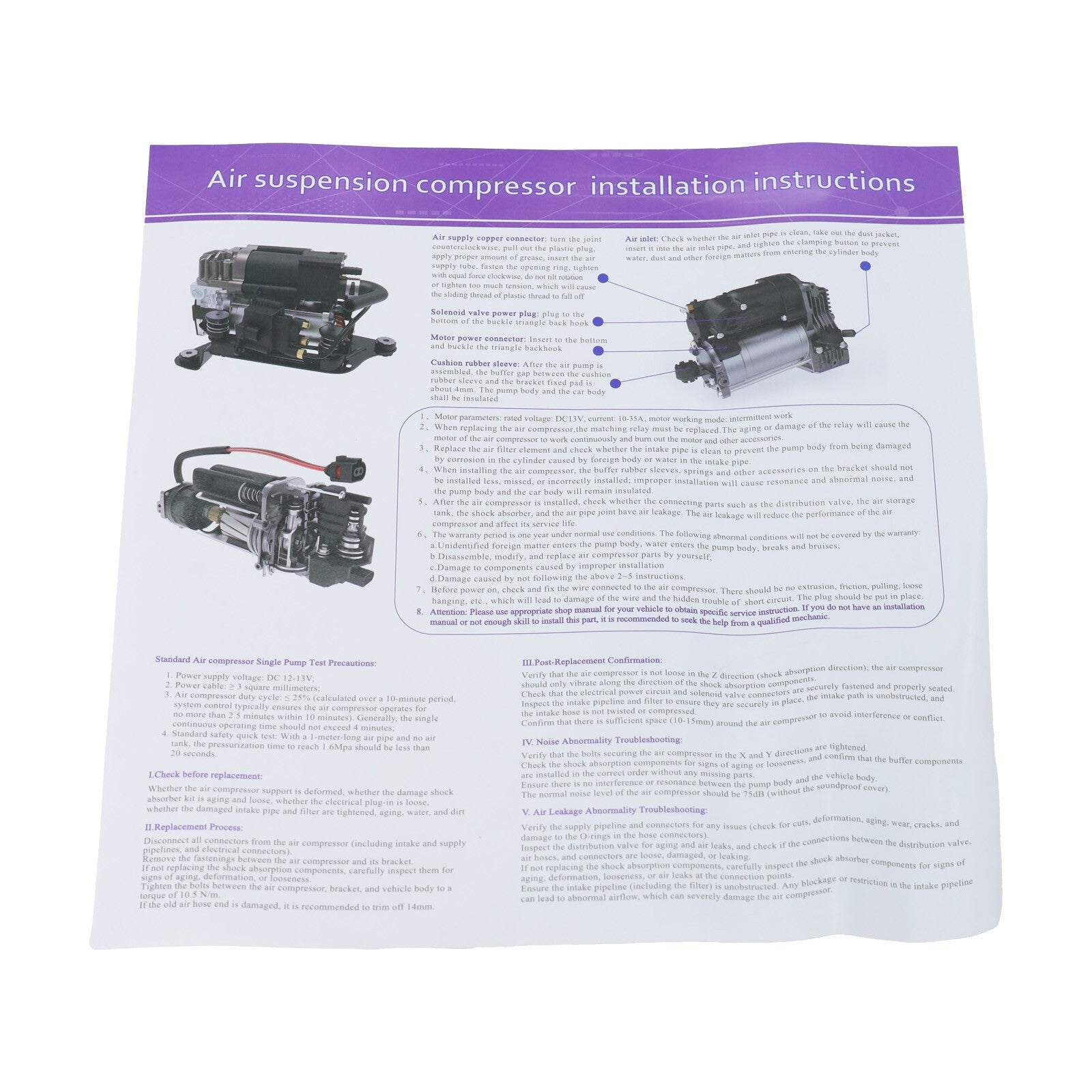 Air Suspension Compressor &Valve Control Block &Relay For Mercedes E63 E320 E350