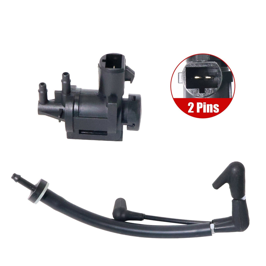 1x Auto Hub Lock Vacuum Line Tube Check Valve + 1x Solenoid For 15-20 Ford F150
