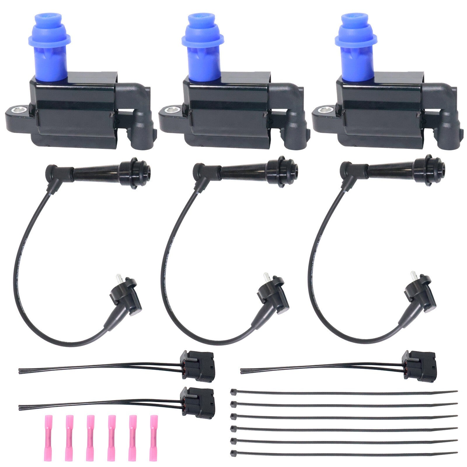 3Pcs Ignition Coil & Connector & Wireset 90919-02216 for LEXUS TOYOTA SUPRA